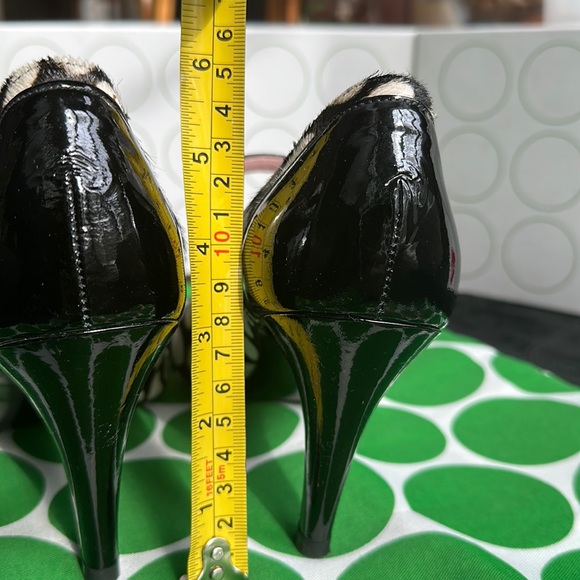 BODEN Patent Leather Heels Dalmatian print Calf Hair Black White Size 40 - Picture 5 of 14